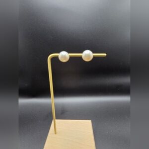 Silver And Pearl Stud Earrings